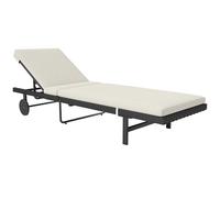 Outsunny Bain de Soleil Chaise Longue Avec Coussin en résine tressée, Tumbona de Exterior reclinable con Ruedas para Playa Relax Piscina terraza, 198 x 65 x 85 cm, Crema