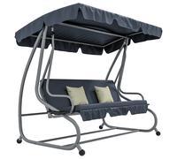 Outsunny Balancín de Jardín 3 Plazas Convertible Techo Inclinación Ajustable 2 estantes Soporte 2x1,2x1,64 m metal Aosom España