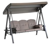 Outsunny Balancín de Jardín 3 Plazas Gran Comodidad Toldo Inclinable Cojines Bandejas retráctiles Poliéster Beige Aosom España