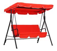 Outsunny Balancín de Jardín 3 Plazas Techo Inclinable Cojines Asiento y Respaldo 1,72x1,1x1,52 m Acero Negro Poliéster Rojo Aosom España