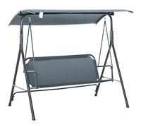 Outsunny Balancín de jardín de 3 plazas con techo parasol ajustable, balancín de exterior con asiento transpirable de poliéster y acero, soporta hasta 200 kg, 172 x 110 x 153 cm, gris y negro