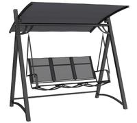Outsunny Balancín de Jardín de 3 Plazas UPF50+ 188x130x183 cm Gris | Columpio de Jardín Exterior, Techo Ajustable, Asiento Transpirable, Marco de Metal, para Patio Terraza, Carga 360 kg