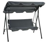 Outsunny Balancín de Jardín Exterior Columpio de 3 Plazas con Toldo Ajustable y Marco de Acero para Exterior 172x110x153 cm Gris Aosom España