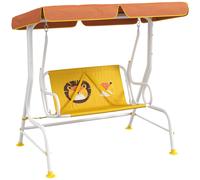 Outsunny Balancín de Jardín Exterior de 2 Plazas con Patrón de León Toldo Ajustable en Ángulo Carga 60 kg 110x70x110 cm Amarillo Aosom España