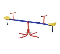 Outsunny Balancín Giratorio 360 Grados +3 Años 184x76x71 cm Multicolor | Para Niños, Base de 4 Varillas, Postes de Tope, Asas Fáciles de Agarrar, Patio Jardín, Sube y Baja Infantil Exterior