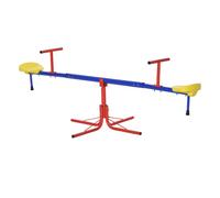 Outsunny Balancín Giratorio 360 Grados +3 Años 184x76x71 cm Multicolor | Para Niños, Base de 4 Varillas, Postes de Tope, Asas Fáciles de Agarrar, Patio Jardín, Sube y Baja Infantil Exterior
