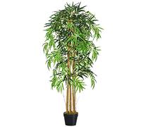 Outsunny Bambú Artificial 150cm con Maceta Árbol Planta Sintética Realista Decorativa para Casa Oficina Ø18x150 cm Verde
