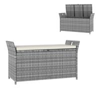 Outsunny Banco baúl de almacenamiento exterior en resina trenzada 250L con cojín extraíble, para jardín, balcón, blanco