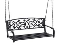 Outsunny Banco Columpio de 2 Plazas Banco Colgante con Reposabrazos para Jardín Terraza Exterior 127x59,5x52 cm Negro Aosom España