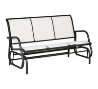 Outsunny Banco Columpio de Jardín para 3 Personas de Metal y Tejido de Malla Transpirable, 147x75x85cm, Beige Aosom España