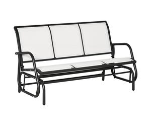 Outsunny Banco Columpio de Jardín para 3 Personas de Metal y Tejido de Malla Transpirable, 147x75x85cm, Beige Aosom España