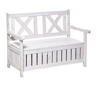 Outsunny Banco con Espacio de Almacenamiento 2 Plazas Baúl de Jardín Banco de Almacenaje Blanco 115x61x85 cm Aosom España