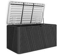Outsunny Banco Contenedor 380L en HDPE con 2 Asas Laterales y Apertura Asistida por Gas, 115x60x60 cm, Negro y Gris Aosom España