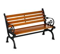 Outsunny Banco de asiento para 2 personas, para jardín y terraza, aluminio fundido + Madera Natural, 120x64x79 cm, Teca Aosom España
