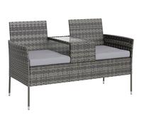 Outsunny Banco de Exterior 2 Plazas con Mesa de Café, en Acero y Ratán PE, 137x59x82 cm, Gris Aosom España