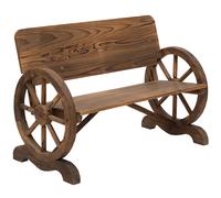 Outsunny Banco de Exterior de Madera con Reposabrazos y 2 Ruedas Decorativas, Estilo Rústico, Carga 250 kg 114x58x80 cm Carbonizado Aosom España