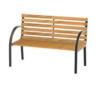 Outsunny Banco de Jardín 2 Plazas 122x60x80 cm con Respaldo y Apoyabrazos Listones de Madera y Marco de Acero 230 kg Natural y Negro Aosom España