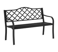 Outsunny Banco de Jardín 2 Plazas Banco de Parque de Metal Banco de Asiento hasta 240 kg Banco de Terraza con Respaldo y Reposabrazos Muebles de Jardín de Hierro Fundido Negro 128 x 58,5 x 89 cm
