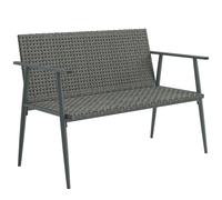 Outsunny Banco de jardín 2 plazas de resina trenzada y acero, con reposabrazos, respaldos y patas regulables, 110x58x78cm, gris Aosom España