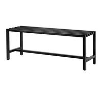 Outsunny Banco de Jardín 2 Plazas en Acero Galvanizado, Asiento de Lamas, Sin Respaldo, Capacidad 240 kg, 117x36x44cm, Negro