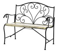 Outsunny Banco de jardín 2 plazas Hierro Forjado Metal Negro Oro