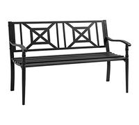 Outsunny Banco de jardín 2 plazas Respaldo Alto 128x62.5x81.5 cm Negro
