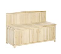 Outsunny Banco de Jardín con Baúl de Almacenaje Respaldo Carga 250 kg Madera para Patio Terraza Balcón 115x45x75 cm Natural Aosom España
