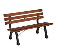 Outsunny Banco de jardín de 2 plazas, Banco de Exterior con Listones de Hierro Fundido y Madera de Abeto, Banco para terraza y Patio, 120 x 57 x 70 cm, Color café