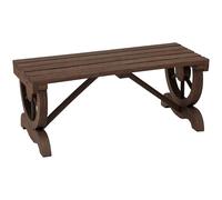 Outsunny Banco de Jardín de 2 Plazas Banco de Madera con Ruedas Decorativas Estilo Rústico Carga 250 kg para Patio Terraza Balcón 98x50x39,5 cm Carbonizado