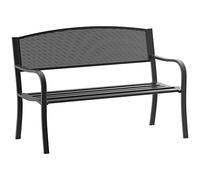 Outsunny Banco de Jardín de 2 Plazas Banco Exterior con Respaldo de Malla de Acero Carga 240 kg para Patio Terraza Balcón 127x60x87 cm Negro