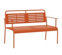 Outsunny Banco de jardín de 2 plazas Banco exterior jardín de acero con reposabrazos y respaldo para balcón terraza terraza patio terraza terraza terraza césped, 121 x 64 x 84 cm, rojo