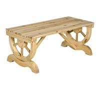 Outsunny Banco de jardín de 2 plazas con diseño en Forma de Rueda, Banco de Exterior con Listones de Madera de Abeto, Banco para terraza, Patio y jardín, 98 x 50 x 39,5 cm, Color Madera
