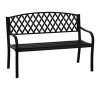Outsunny Banco de Jardín de 2 Plazas con Respaldo Decorativo y Reposabrazos para Terraza Balcón Patio Exterior Carga 240 kg Hierro Fundido y Acero 128x58,5x89 cm Negro