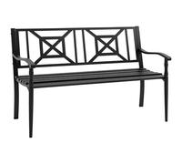 Outsunny Banco de Jardín de 2 Plazas Exterior Acero 128x62,5x81,5 cm Negro