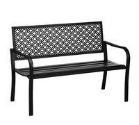 Outsunny Banco de Jardín de Acero Banco Exterior de 2 Plazas con Respaldo Decorativo Estampado para Terraza Balcón Patio Carga 240 kg 127x63x83 cm Negro