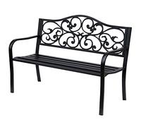 Outsunny Banco de Jardín de Acero Banco Exterior 127x60x89 cm Negro