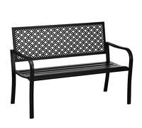 Outsunny Banco de Jardín de Acero Banco Exterior 127x63x83 cm Negro
