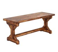 Outsunny Banco de Jardín de Madera, Banco Rústico Exterior de 2 Plazas con Base en Forma de X, Carga 240 kg, para Patio, Porche, Parque, Balcón, 114x40x46 cm, Carbonizado