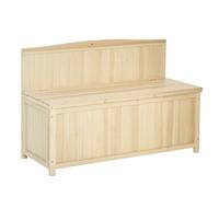 Outsunny Banco de Jardín de Madera con Caja de Almacenaje 115x45x75 cm Natural Caqui