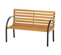 Outsunny Banco de Jardín de Madera de 2 Plazas 122x60x83 cm con Respaldo y Apoyabrazos Listones y Marco de Acero Carga 220 kg Color Natural y Negro