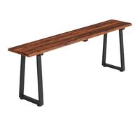 Outsunny - Banco de jardín de madera de abeto, sin respaldo, industrial, banco exterior de 2 plazas con efecto madera, patas trapezoidales de acero, para patio y balcón parque, capacidad 240 kg, 150 x