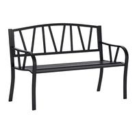 Outsunny Banco de Jardín de Metal Negro Impermeable, Banco de Hierro para Exteriores 2 Asientos, 128x56x86cm