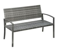 Outsunny Banco de Jardín en Imitación de Ratán con Marco de Acero para 2 Personas Gris 122x60x85 cm Aosom España