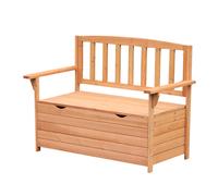 Outsunny Banco de jardín en madera de pino con baúl de almacenamiento 112x58x84 cm Aosom España