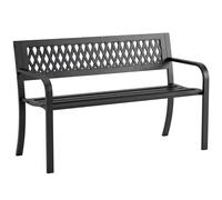 Outsunny Banco de Jardín Exterior de 2 Plazas con Asiento Listonado Reposabrazos y Marco de Acero 119x50x75 cm Negro