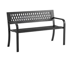 Outsunny Banco de Jardín Exterior de 2 Plazas con Asiento Listonado Reposabrazos y Marco de Acero 119x50x75 cm Negro