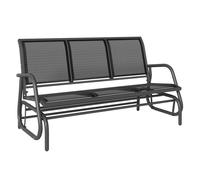 Outsunny Banco de Jardín Exterior de 3 Plazas Mecedora de Exterior con Reposabrazos Carga 300 kg para Terraza Balcón Patio 147x70x85 cm Negro