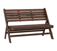 Outsunny Banco de jardín para 2 personas, diseño rústico, plegable, Madera Natural, 122x63x83 cm, superficie carbonizada Aosom España
