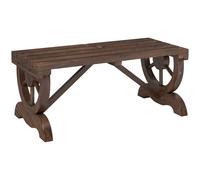 Outsunny Banco de Madera con Ruedas Decorativas Estilo Rústico Carga 250 kg para Patio Terraza Balcón 98x50x39,5 cm Carbonizado Aosom España