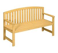 Outsunny Banco de Madera de 2 Plazas con Reposabrazos y Respaldo para Exterior Patio Terraza 143x51x85 cm Natural